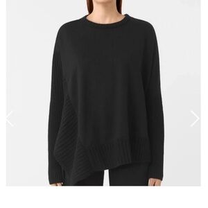 All Saints Women's Size Small Nia Drape Asymmetrical Wool Mix Sweater Black